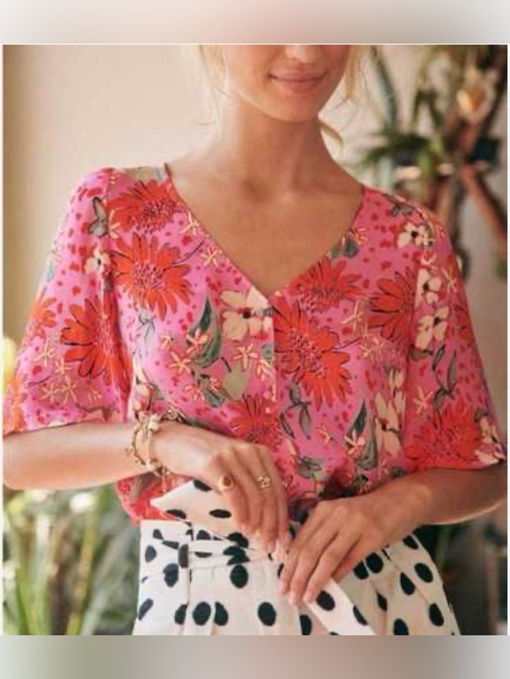 Sézane Aretha Blouse Floral Silk Pink - Size 36